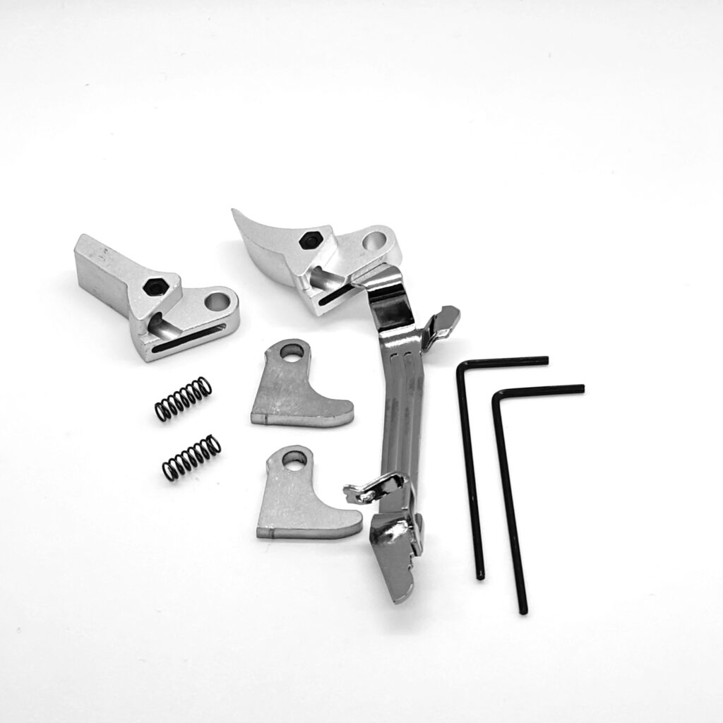 Value Pack for Glock FRT V2 6061 Aluminum Trigger Bar Kit 2x Shoe (Silver Curve and Flat) Gen 1 2 3 4, 9mm, .40, .357