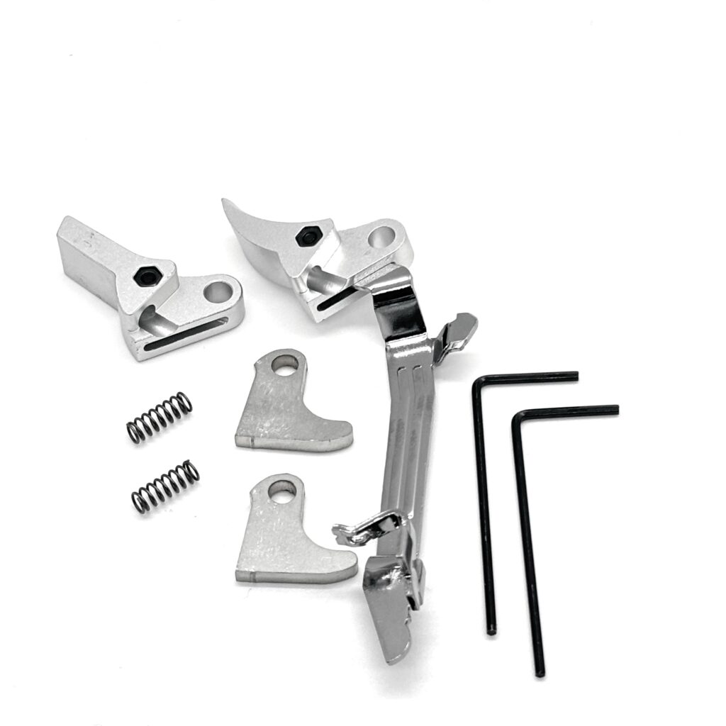 Value Pack for Glock FRT V2 6061 Aluminum Trigger Bar Kit 2x Shoe (Silver Curve and Flat) Gen 1 2 3 4, 9mm, .40, .357